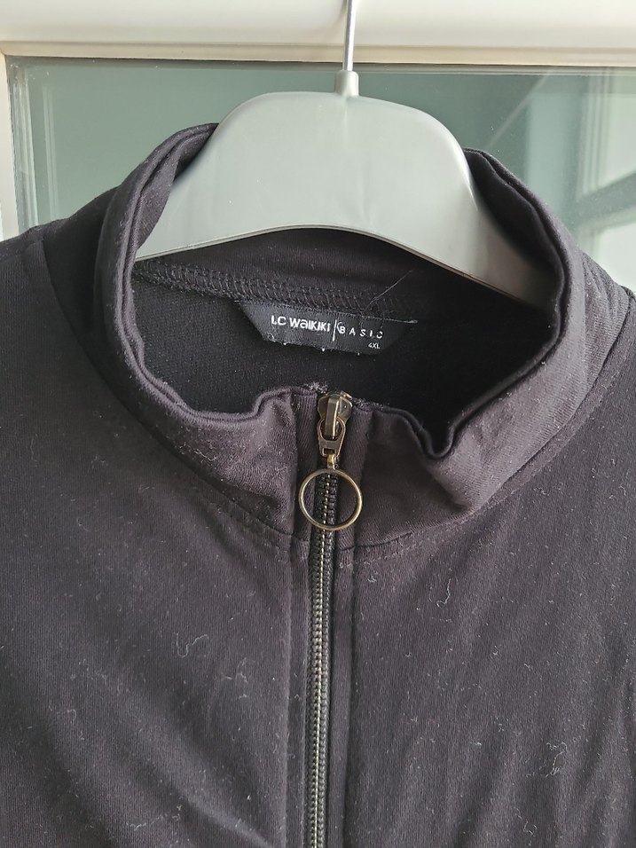 Gri Midi bayan Ceketi Fermuarlı - Görsel 4