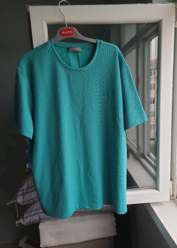 Turkuaz Erkek Keten Kısa Kollu Tişört - Görsel 5