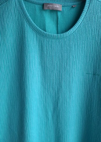 Turkuaz Erkek Keten Kısa Kollu Tişört - Görsel 2