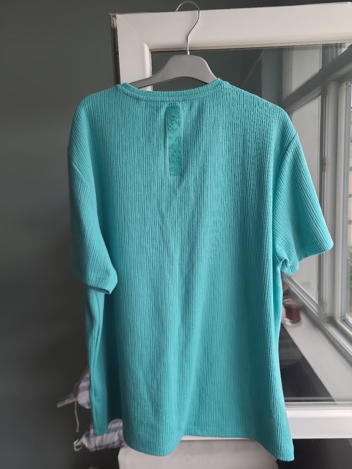 Turkuaz Erkek Keten Kısa Kollu Tişört - Görsel 3