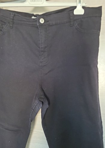 Kadın Siyah Kemerli Denim Pantolon - Görsel 2