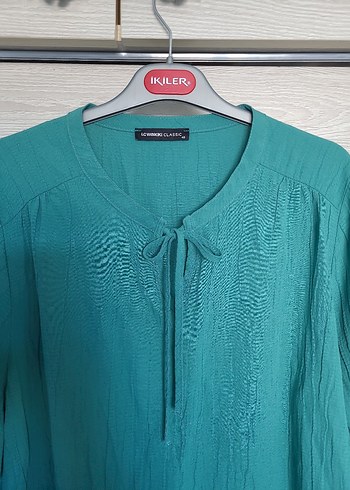 Uzun Kollu Turkuaz gomlek - Görsel 2