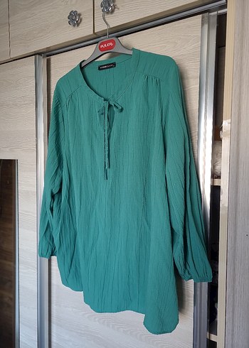 Uzun Kollu Turkuaz gomlek - Görsel 5