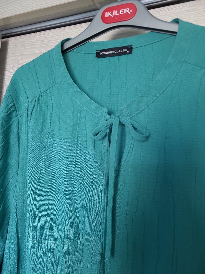 Uzun Kollu Turkuaz gomlek - Görsel 3