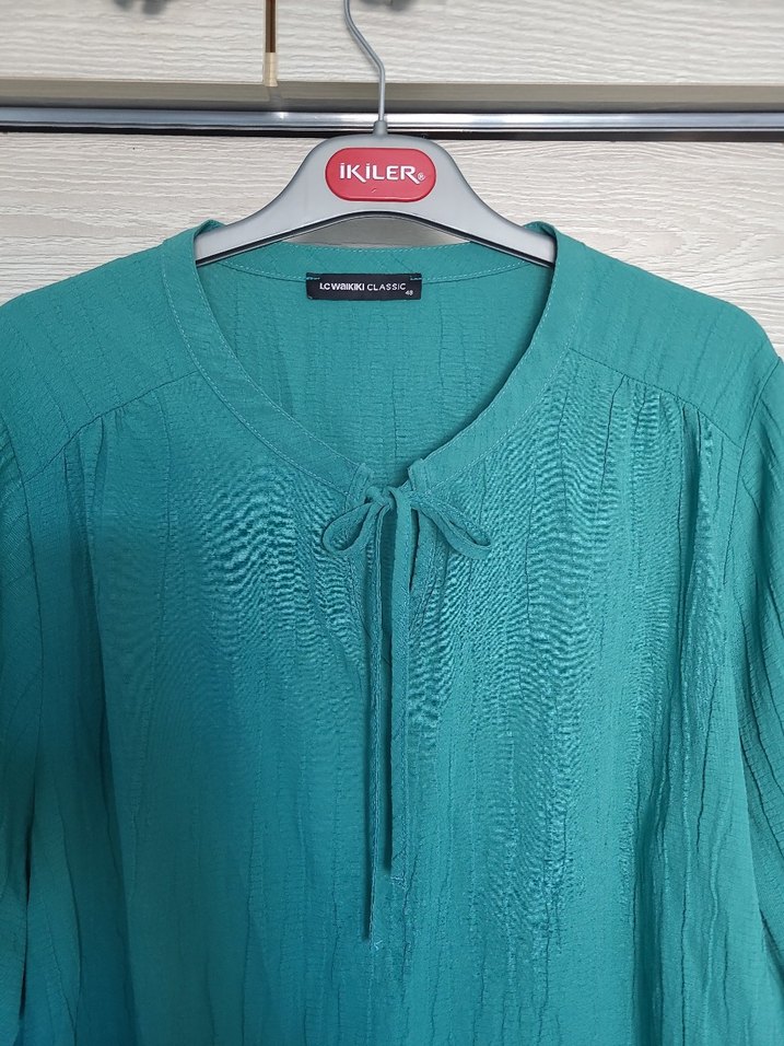 Uzun Kollu Turkuaz gomlek - Görsel 2