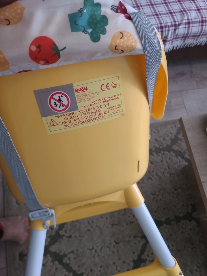 Sarı Pastel Renkli Bebek Mama Sandalyesi - Görsel 5