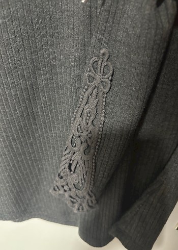 Gri Uzun Kollu Örgü Kadın Kazak - Görsel 3