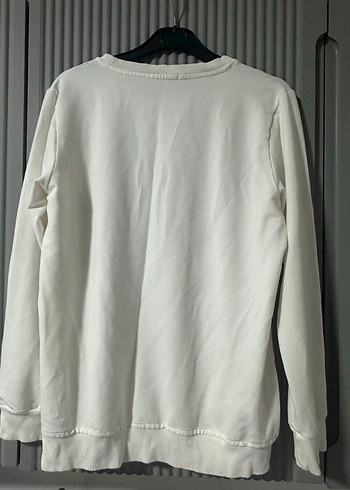 Beyaz Nakışlı Kadın İnce Sweatshirt - Görsel 2