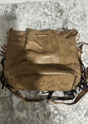 Kahverengi Deri Püsküllü Bohem Çapraz  Kadın Çanta - Görsel 3