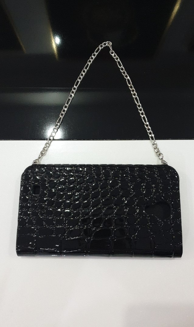 Parlak Siyah Yılan Desenli Deri Çanta telefon kılıfı - Görsel 2