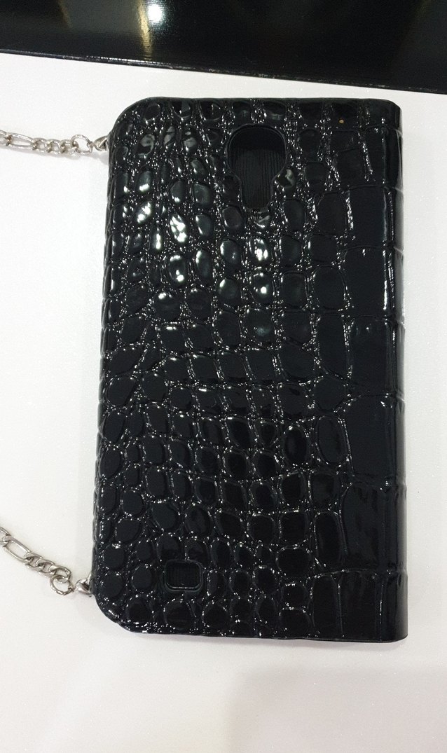 Parlak Siyah Yılan Desenli Deri Çanta telefon kılıfı - Görsel 3