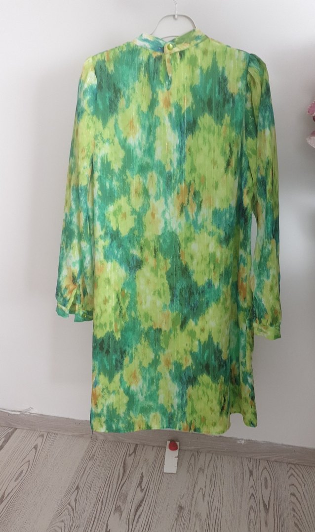 Yeşil Batik Desenli Uzun Bohem Tunik - Görsel 5