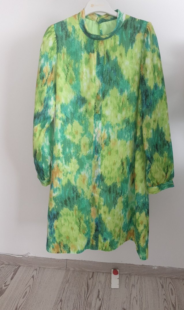 Yeşil Batik Desenli Uzun Bohem Tunik - Görsel 2