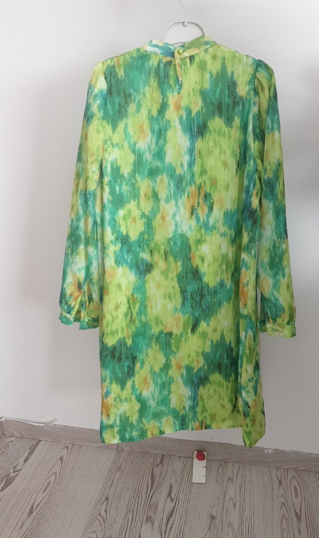 Yeşil Batik Desenli Uzun Bohem Tunik - Görsel 3