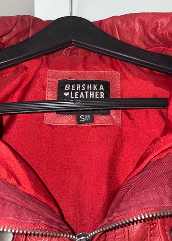 bershka Kırmızı Biker Deri Ceket - Görsel 3