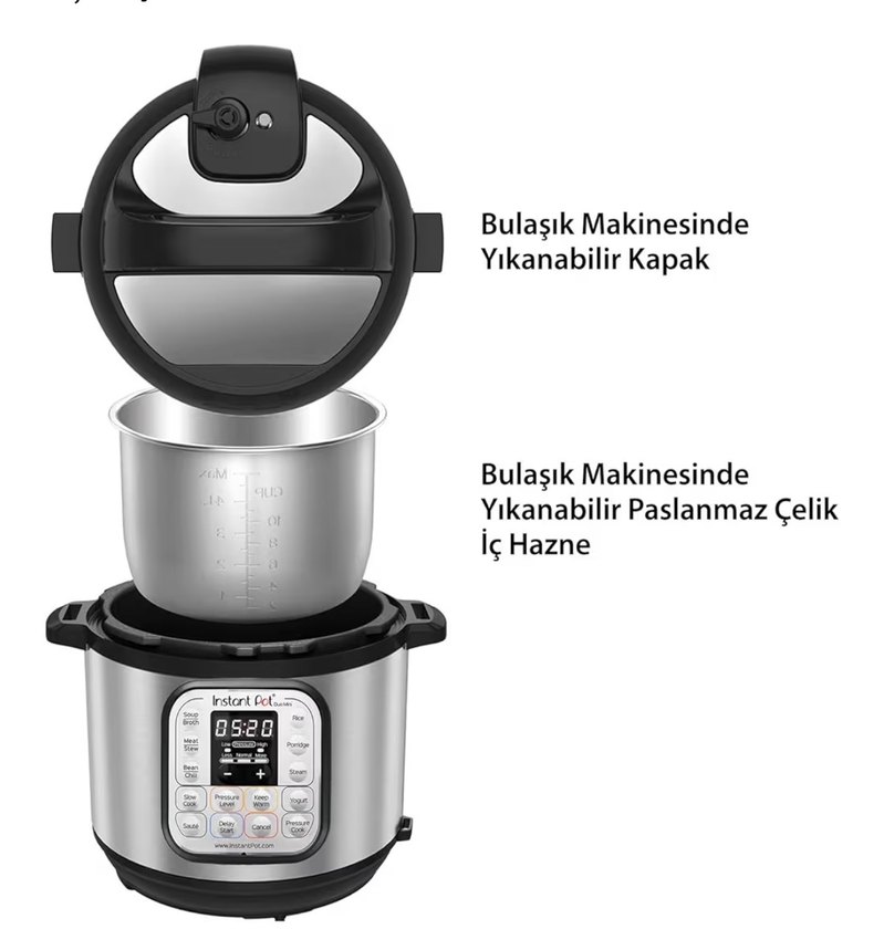 InstantPot Gri Çok Fonksiyonlu Düdüklü Tencere - Görsel 4