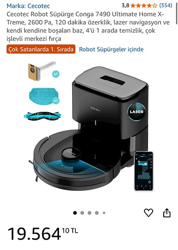 Cecotec Conga 7490 Ultimate Robot Süpürge Siyah