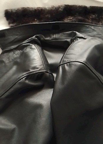 Düğmeli Siyah Deri Erkek Ceket - Görsel 20