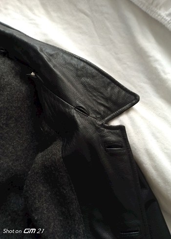 Düğmeli Siyah Deri Erkek Ceket - Görsel 14