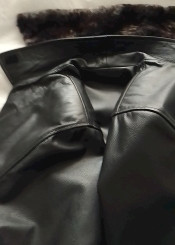 Düğmeli Siyah Deri Erkek Ceket - Görsel 17