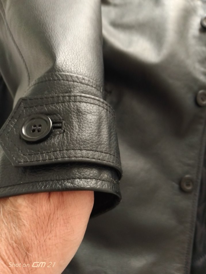 Düğmeli Siyah Deri Erkek Ceket - Görsel 2