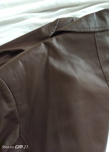 Düğmeli Kahverengi Deri Erkek CeketDESA marka kuzu derisi - Görsel 12