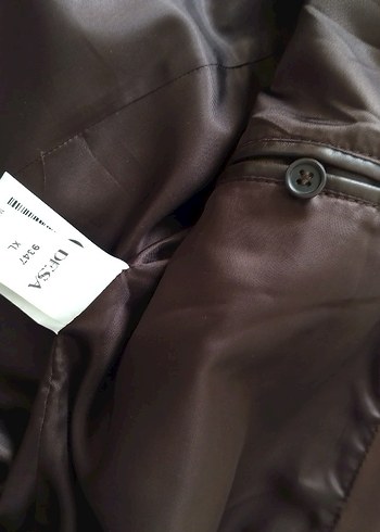 Düğmeli Kahverengi Deri Erkek CeketDESA marka kuzu derisi - Görsel 9