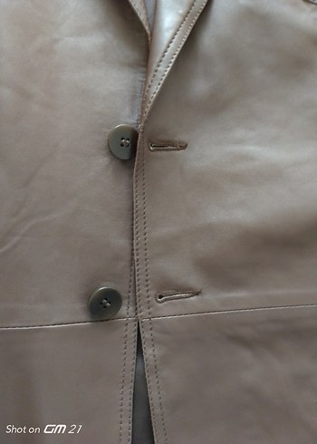 Düğmeli Kahverengi Deri Erkek CeketDESA marka kuzu derisi - Görsel 15