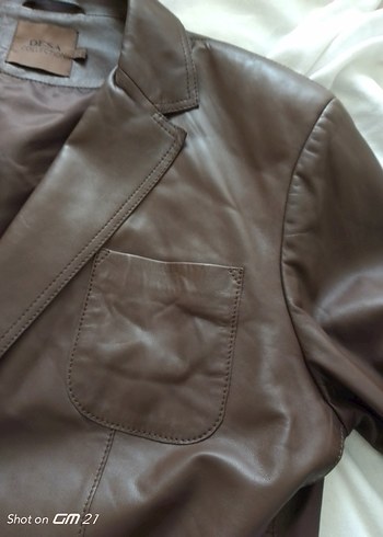 Düğmeli Kahverengi Deri Erkek CeketDESA marka kuzu derisi - Görsel 7