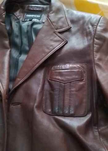 Düğmeli Kahverengi Deri Erkek CeketDerimod marka gerçek deri XXL - Görsel 10