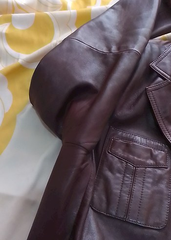 Düğmeli Kahverengi Deri Erkek CeketDerimod marka gerçek deri XXL - Görsel 13