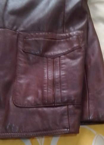 Düğmeli Kahverengi Deri Erkek CeketDerimod marka gerçek deri XXL - Görsel 15
