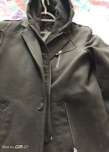 füme renk kaşe mont - Görsel 6