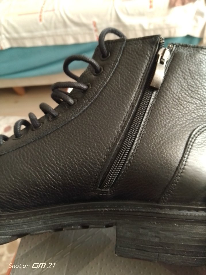 Siyah Deri Bağcıklı Kinetix 43 no bot fermuarlı bacaklı - Görsel 3