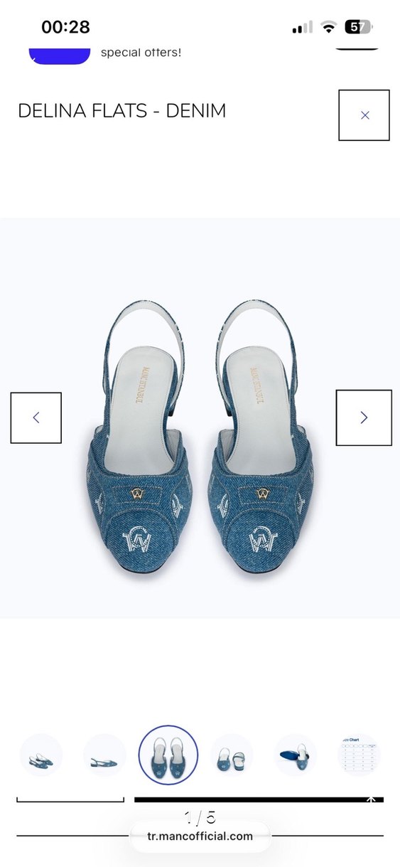 Nakış Detaylı Mavi Denim Kadın babet - Görsel 2