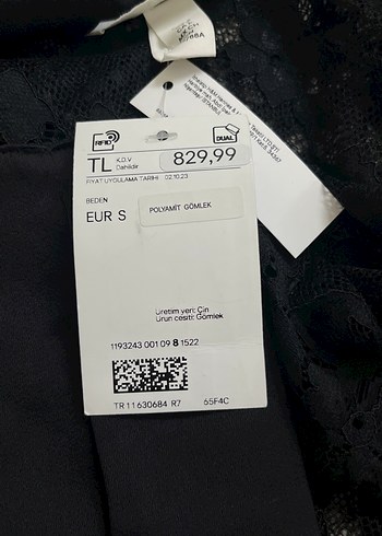 Siyah Dantel Uzun Kollu Kadın Gömlek - Görsel 2