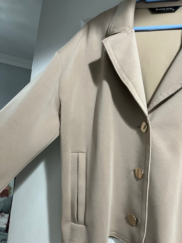 Bej Düğmeli Kadın Blazer Ceket - Görsel 3