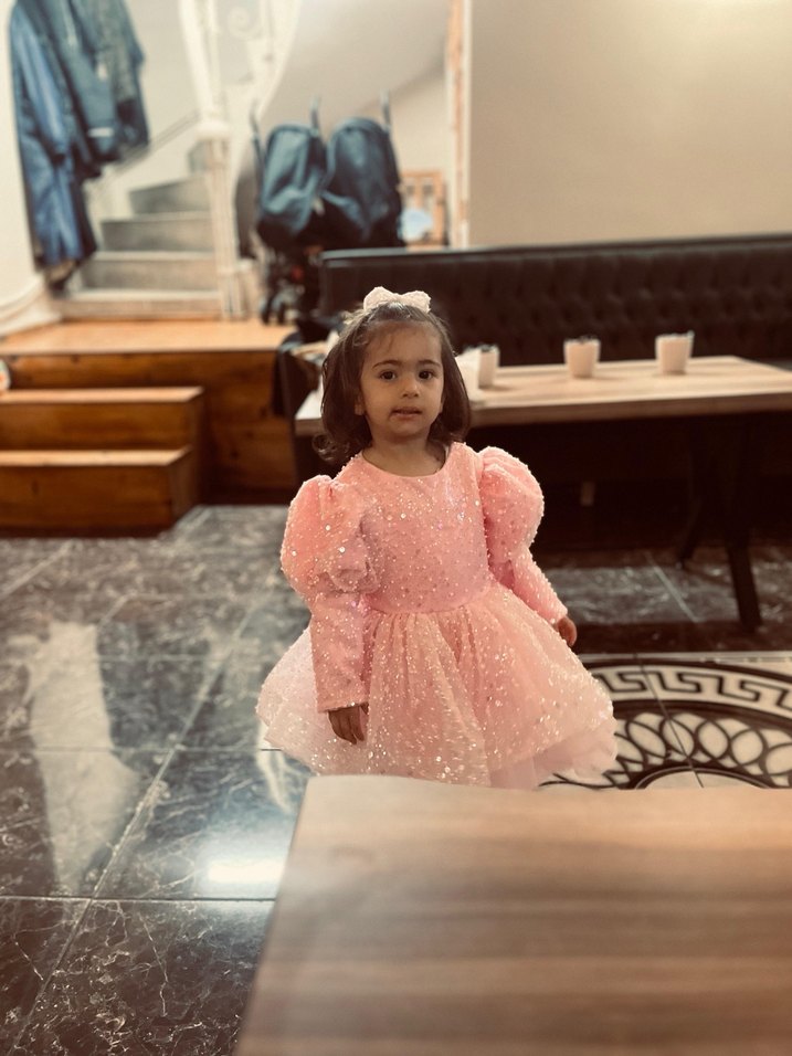 Pembe Simli Çocuk Abiye Elbise - Görsel 4