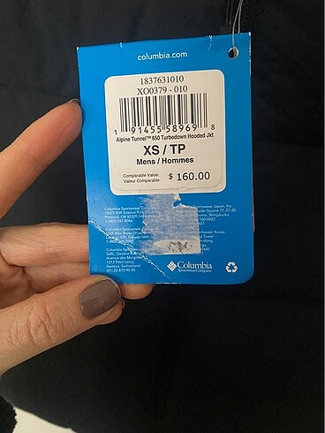 xs Beden Columbia Erkek Kaz Tüyü Mont XS