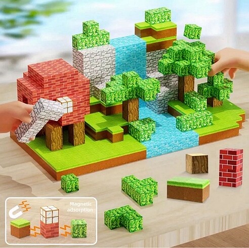 Beden Renk 2x100 Parça Minecraft Manyetik Küp