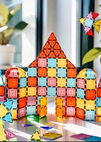 Beden 66 Parça Büyük Boy (7.50cm) Renkli Manyetik Eğitici Oyuncak Seti