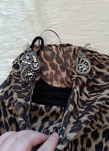 m Beden siyah Renk Leopar elbise