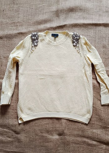 TopShop Açık Sarı Triko Kazak Omuz Detaylı