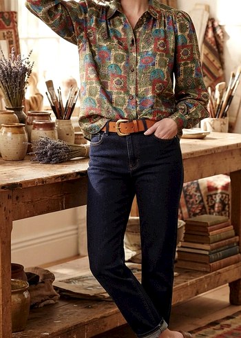 American Vintage Vintage Bohem Desenli Renkli Uzun Kollu Gomlek