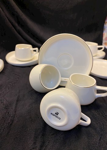 Beyaz Seramik Kahve Fincanı ve Tabağı Seti - Görsel 2