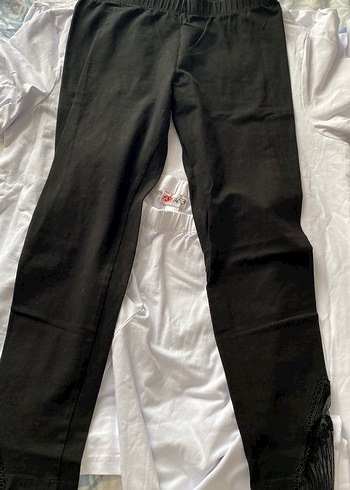 Siyah Kemerli dantel detaylı Kadın  Tayt - Görsel 2