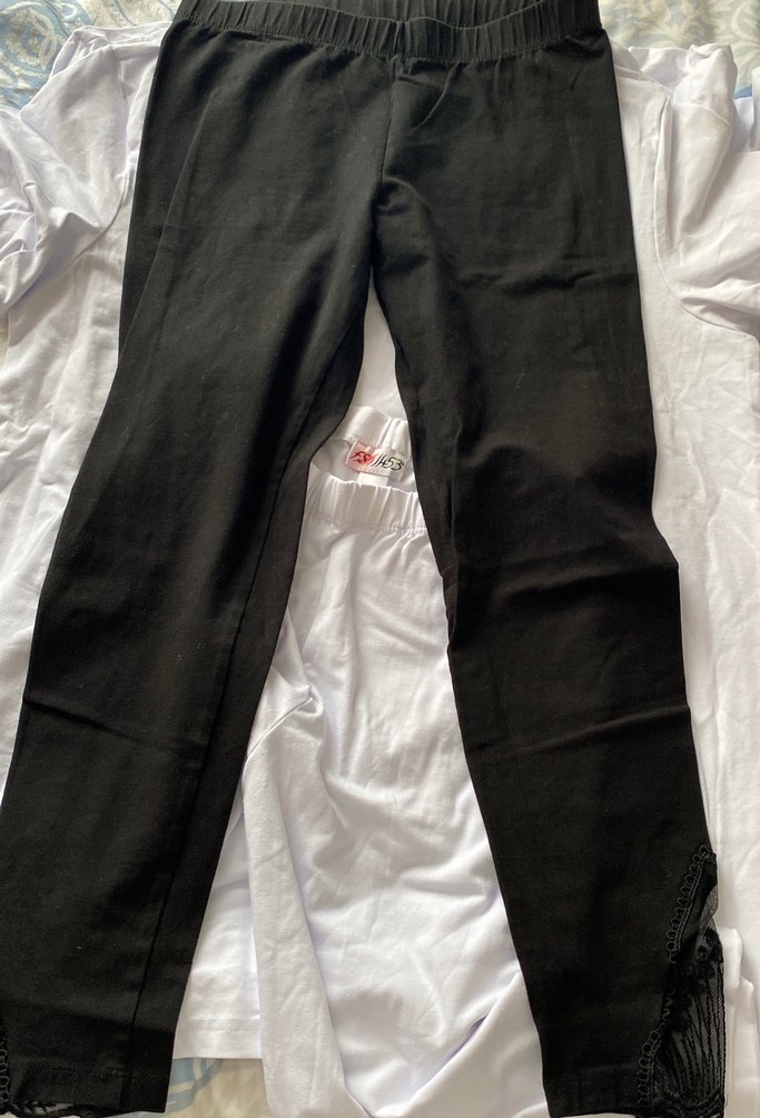 Siyah Kemerli dantel detaylı Kadın  Tayt - Görsel 2