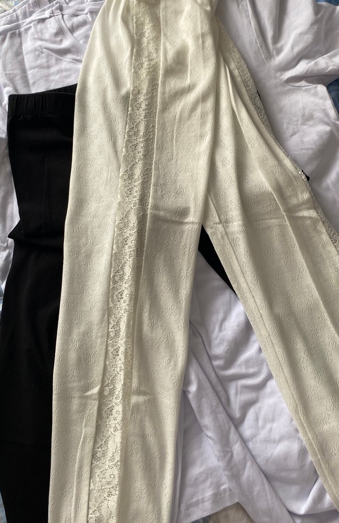 Beyaz Nakışlı dantel detaylı tayt - Görsel 2