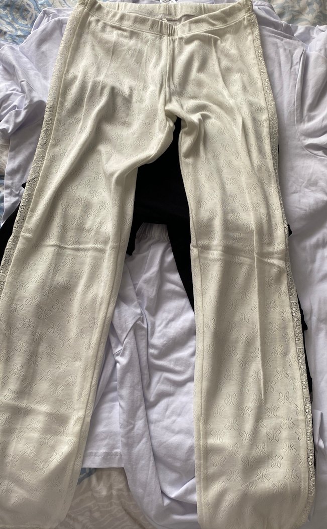 Beyaz Nakışlı dantel detaylı tayt - Görsel 3