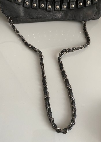 Siyah Deri Kadın kol Çantası, Tokalı, - Görsel 5